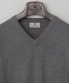 GOTAIRIKU 【家庭洗濯可能】イタリア糸 ハイゲージVネックニット