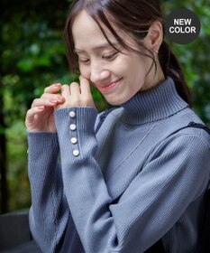 Tiaclasse 【洗える】タートルボタンニットトップス