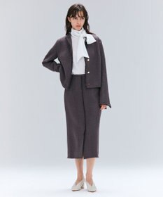 BEIGE， MULLIN / ウールツイードフロントベントスカート