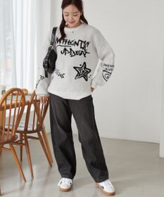 WEGO フラッフィーグラフィックBIGニットプルオーバー