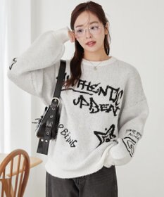 WEGO フラッフィーグラフィックBIGニットプルオーバー