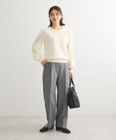 Green Parks 袖チュールマジョリカドッキングニットプルオーバー