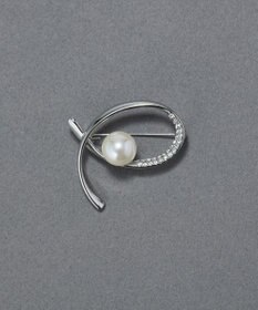 Phoebe クロスカーブパールビジューブローチ　シルバー