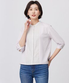 J.PRESS LADIES L 【洗える】エンブロシャツジャージー ブラウスライク カットソー