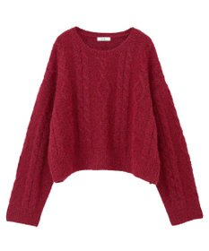 earth music&ecology モヘヤタッチケーブルニットプルオーバー