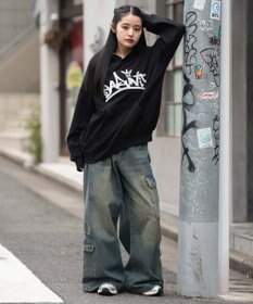 WEGO 【ユニセックス着用ITEM/SMLサイズ展開】グラフィックロゴプルパーカー