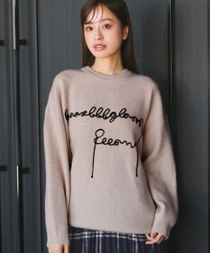 Tiaclasse 【洗える】テープ刺繍ロゴニットトップス