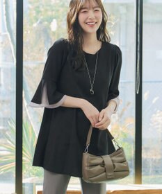 Tiaclasse 【新色追加】シフォンフレア袖チュニックブラウス
