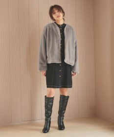 Feroux ノーカラーファー ジャケット