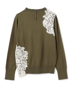 BEIGE， WILLOW / アシンメトリーレースクルーネックニット