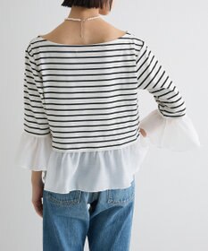 Green Parks 異素材ボーダーペプラムカットソー