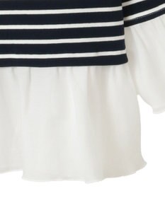 Green Parks 異素材ボーダーペプラムカットソー