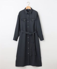 組曲 【サッシュベルト付き】パールボタンシャツワンピース