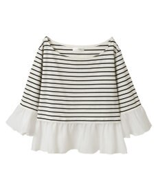 Green Parks 異素材ボーダーペプラムカットソー