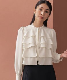 組曲 【KUMIKYOKU NAVY】コンフォータブルドレープ フリルブラウス