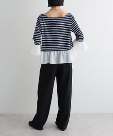 Green Parks 異素材ボーダーペプラムカットソー