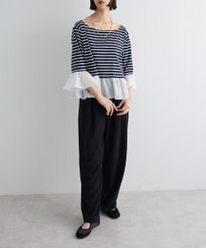 Green Parks 異素材ボーダーペプラムカットソー