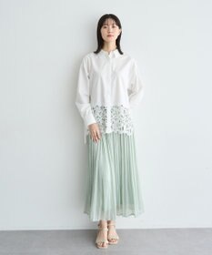 YECCA VECCA シャイニーサテンプリーツスカート