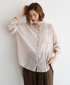 YECCA VECCA ドライタッチシアーバンドカラーシャツ