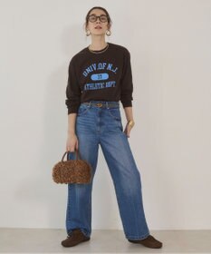 WEGO 【ANGIE VINTAGE】GILDAN カレッジロゴ オーバーサイズ プリント ロンT