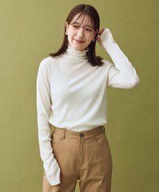 ANY L ウール混リブタートルネックカットソー