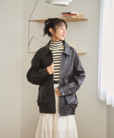 WEGO ヴィンテージライクFレザーブルゾン