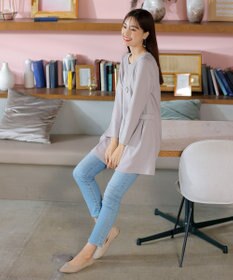 Tiaclasse L 【洗える】サイドリボンポンチチュニック