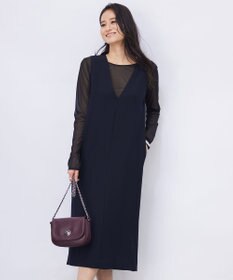 ICB L 【洗える】ライトダブルクロス Vネックワンピース