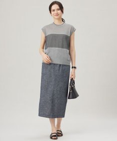 自由区 【洗える】コットンリネンシャンブレー スカート