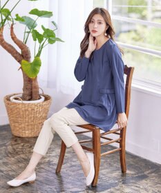 Tiaclasse L 【洗える】サイドリボンポンチチュニック