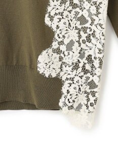 BEIGE， WILLOW / アシンメトリーレースクルーネックニット