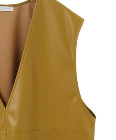 Green Parks フェイクレザーＶネックベスト