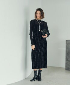 YECCA VECCA グリッタードットベロアナロースカート