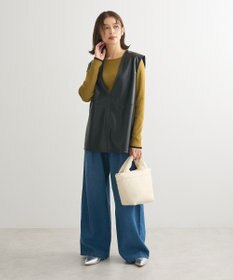 Green Parks フェイクレザーＶネックベスト