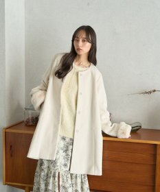 earth music&ecology ファーカフスノーカラーコート