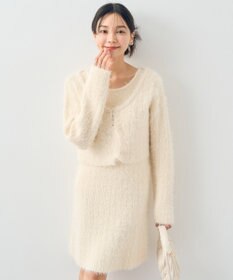 earth music&ecology ＳＥＴ２点シャギーショートカーデ＋ミニワンピース