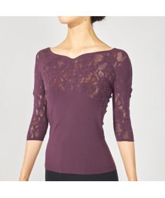 Chacott 【ノーソーイングニット】カップ付きバレリーナネックトップ