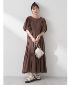 earth music&ecology コットンボイルパフスリーブワンピース