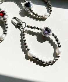 WEGO ハートビジューストラップキーホルダー