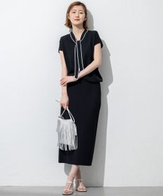 23区 S 【洗える】レーヨンポリエステルストレッチ ボウタイ ニット