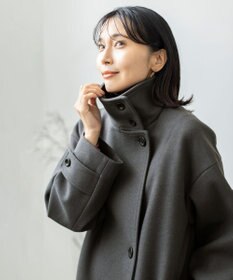 ANY スタンドカラーコクーンシルエットコート