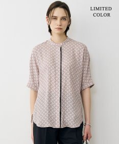 ICB L 【先行予約・WEB限定カラーあり】BackSatinAmunzen 5分袖バンドカラーブラウス