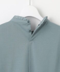 J.PRESS LADIES L プレーティングジャージー フリルネック カットソー