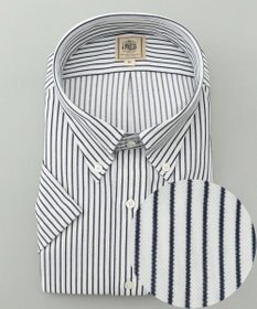 J.PRESS MEN 【KING SIZE】【夏に嬉しい高機能】カノコインレイストライプパッチポケット シャツ/B.D.