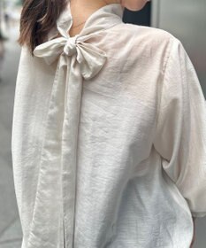 UNFILO イージーケア ボウタイ ブラウス