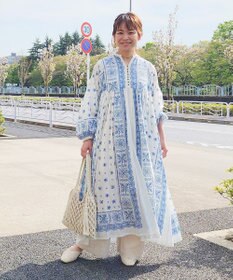 CRAFT STANDARD BOUTIQUE インド綿パネル柄ウエスト切り替えボリュームワンピース