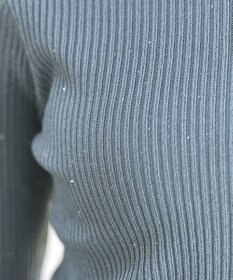 Tiaclasse 【洗える】スパンコールハイネックリブニットトップス