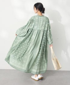 CRAFT STANDARD BOUTIQUE インド綿パネル柄ウエスト切り替えボリュームワンピース