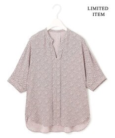 ICB 【人気のため新色追加・WEB限定・接触冷感・UVケア・速乾・洗える】BackSatinAmunzen 5分袖キーネックブラウス