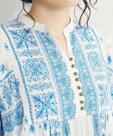 CRAFT STANDARD BOUTIQUE インド綿パネル柄ウエスト切り替えボリュームワンピース